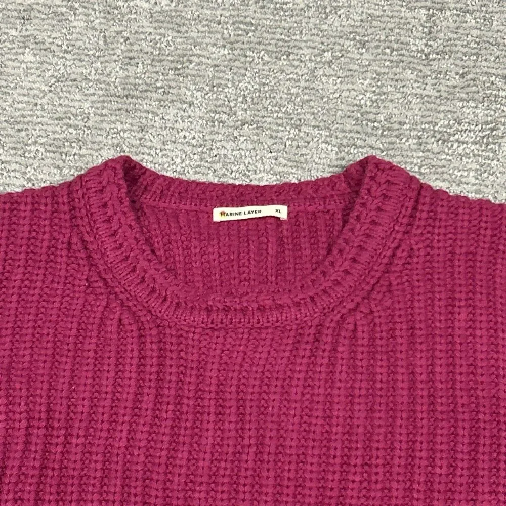 Marine Layer Sweater Womens XL Rose Violet Oversized Crew Merino Wool Ribbed - Picture 2 of 8